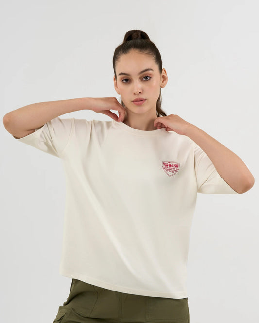 DISCOVERY Women's Galapagos Penguin Graphic Tee - Off-white (DIS25W1TS03-002)