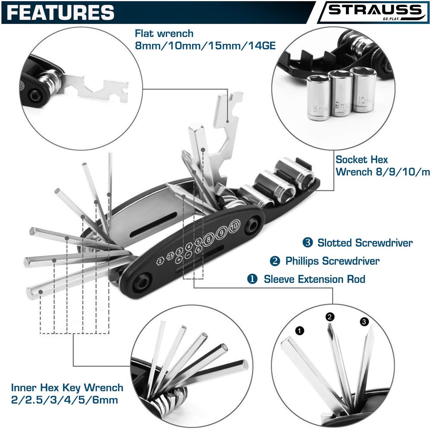 STRAUSS BICYCLE REPAIR TOOL KIT
