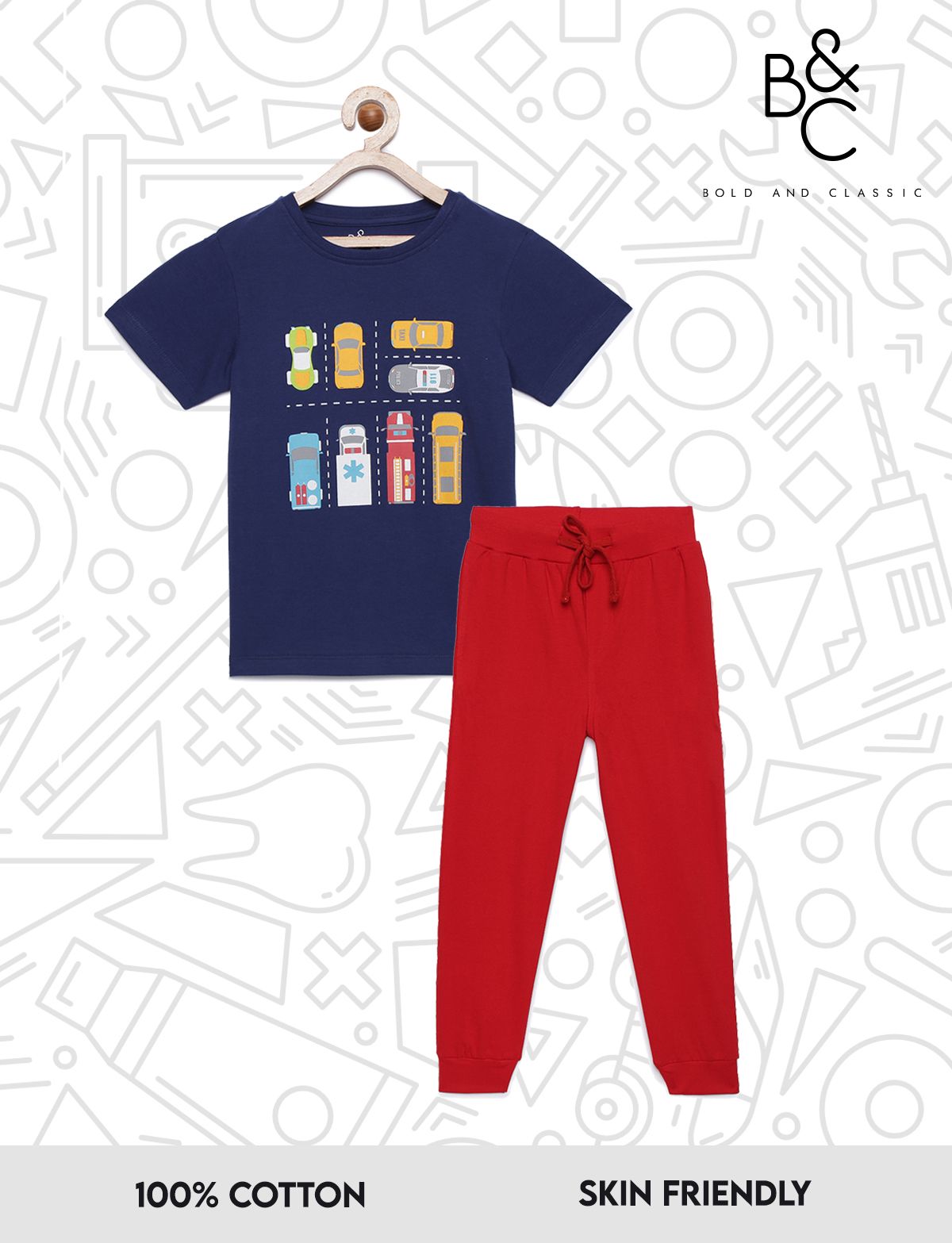 B&C GRAPHIC PRINT SET KIDS (NAV73)