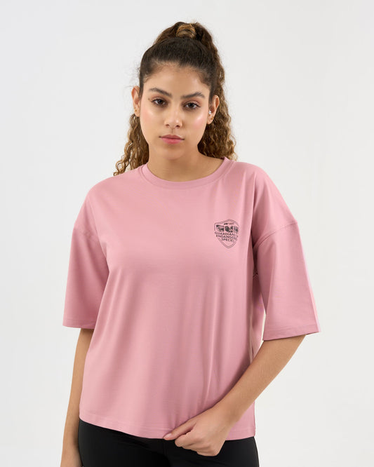 DISCOVERY Women's Snow Leopard Graphic Tee - Dusk Pink
